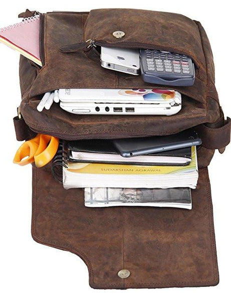 Genuine Hunter Leather Crossbody Messenger Bag